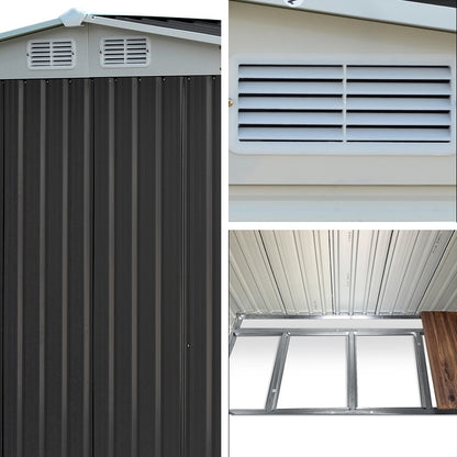 Giantz Garden Shed 2.58x2.07M w/Metal Base Sheds Outdoor Storage Double Door Tool SHED-GAB-6X8-BASE-ABCD