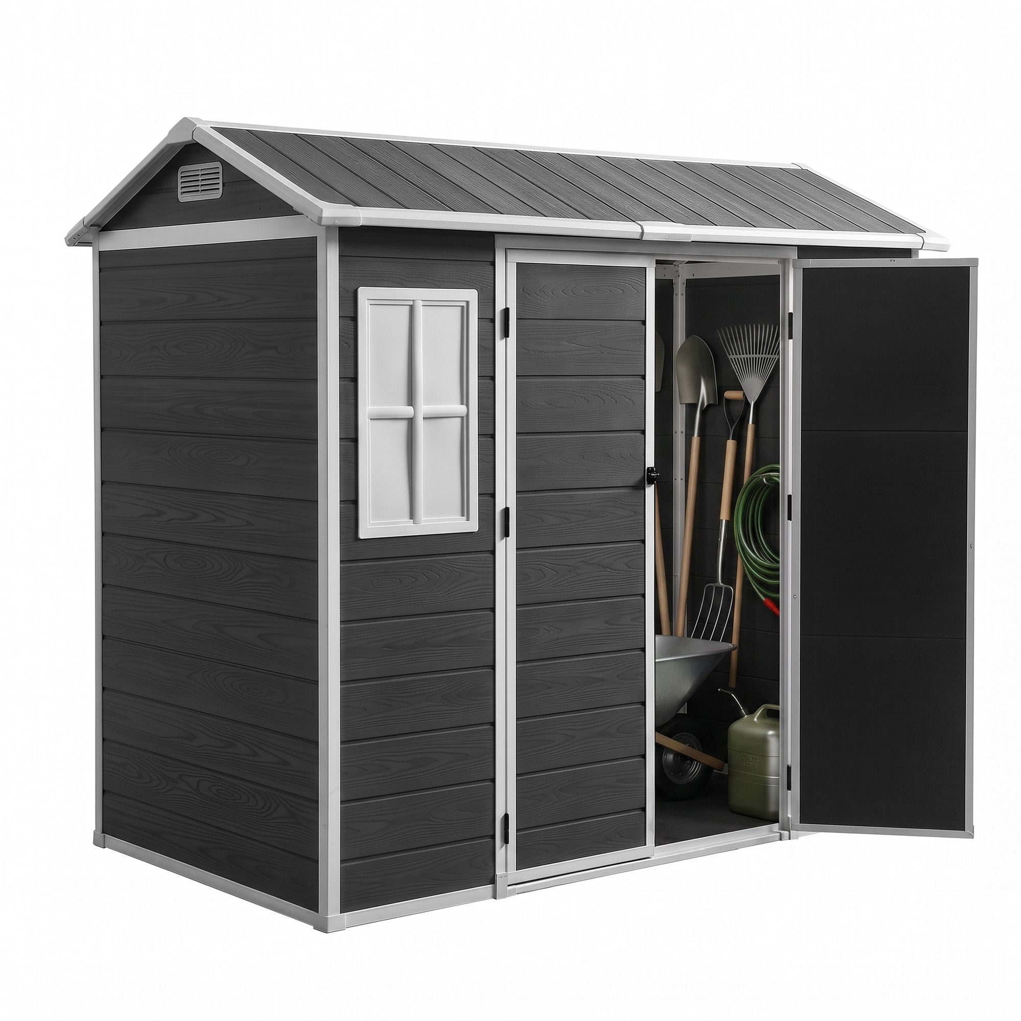 Giantz Garden Shed Resin Outdoor Storage Box 2.44x1.31M Tool Shed Backyard Black