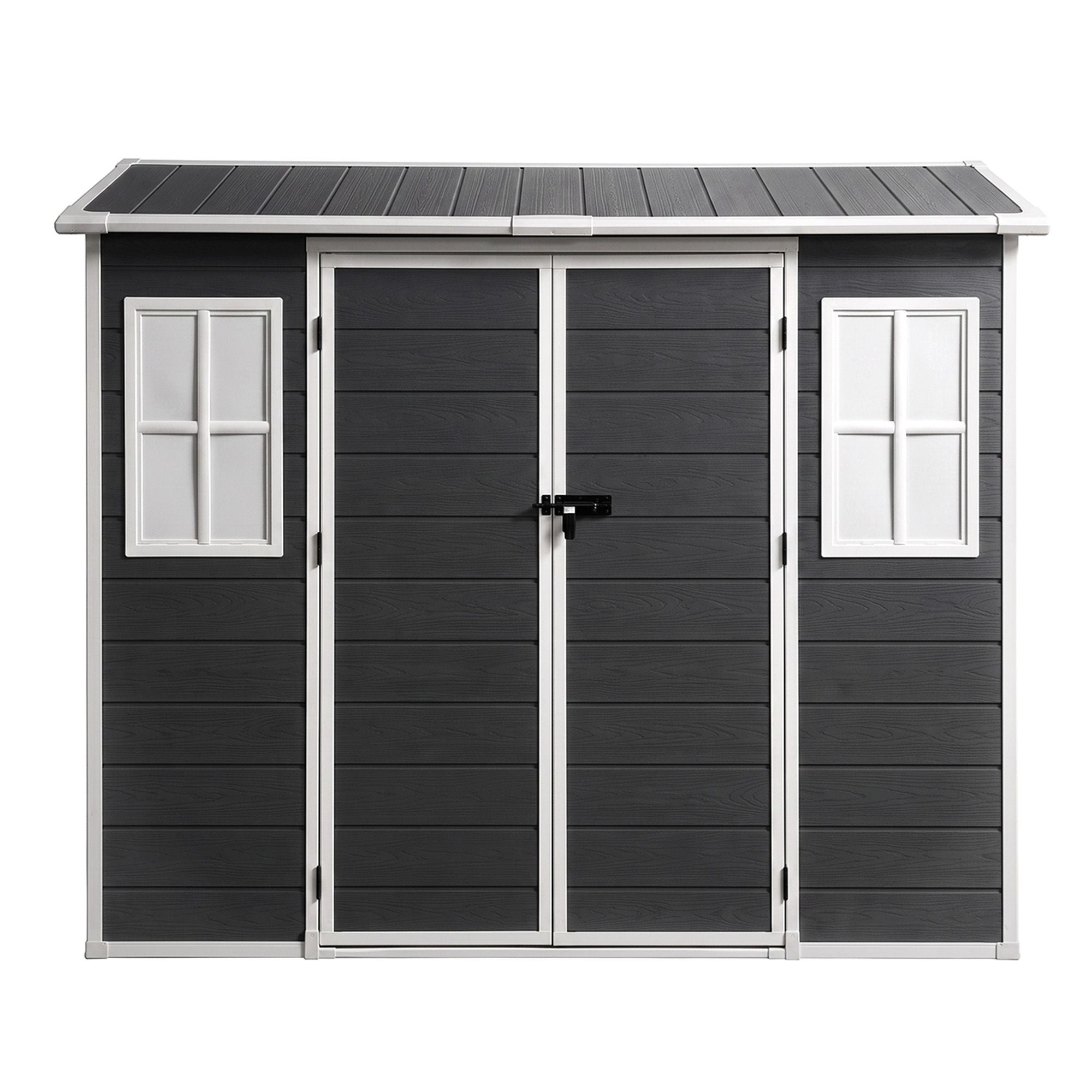 Giantz Garden Shed Resin Outdoor Storage Box 2.44x1.31M Tool Shed Backyard Black