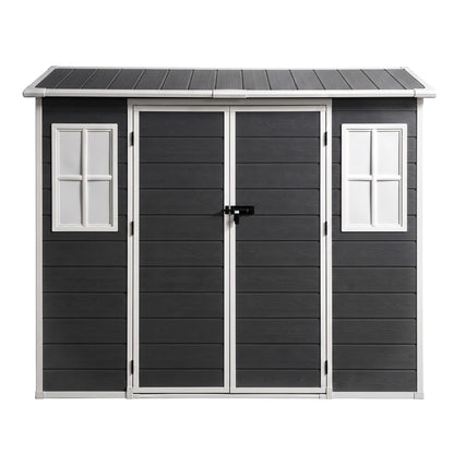 Giantz Garden Shed Resin Outdoor Storage Box 2.44x1.31M Tool Shed Backyard Black