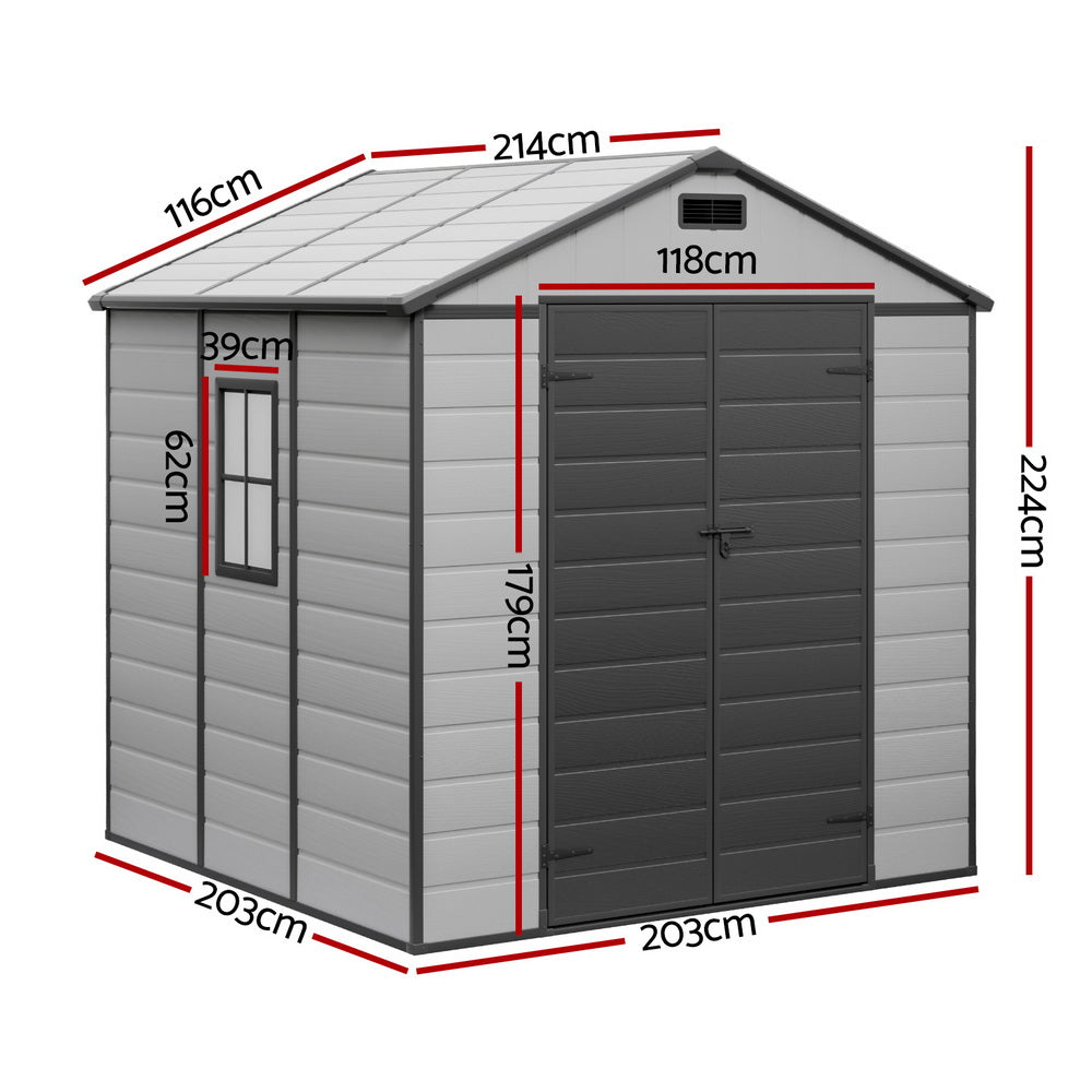 Giantz Garden Shed Sheds Outdoor Storage 2.15x2.14M Tool Workshop House Shelter SHED-GAB-P-7X7-GR-ABC