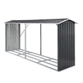 Giantz Firewood Storage Shed 334.5CM x 92CM Outdoor Log Rack Galvanised Steel Wood Holder SHED-LOG-330X92-BK