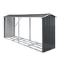 Giantz Firewood Storage Shed 334.5CM x 92CM Outdoor Log Rack Galvanised Steel Wood Holder SHED-LOG-330X92-BK