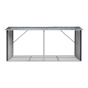 Giantz Firewood Storage Shed 334.5CM x 92CM Outdoor Log Rack Galvanised Steel Wood Holder SHED-LOG-330X92-BK