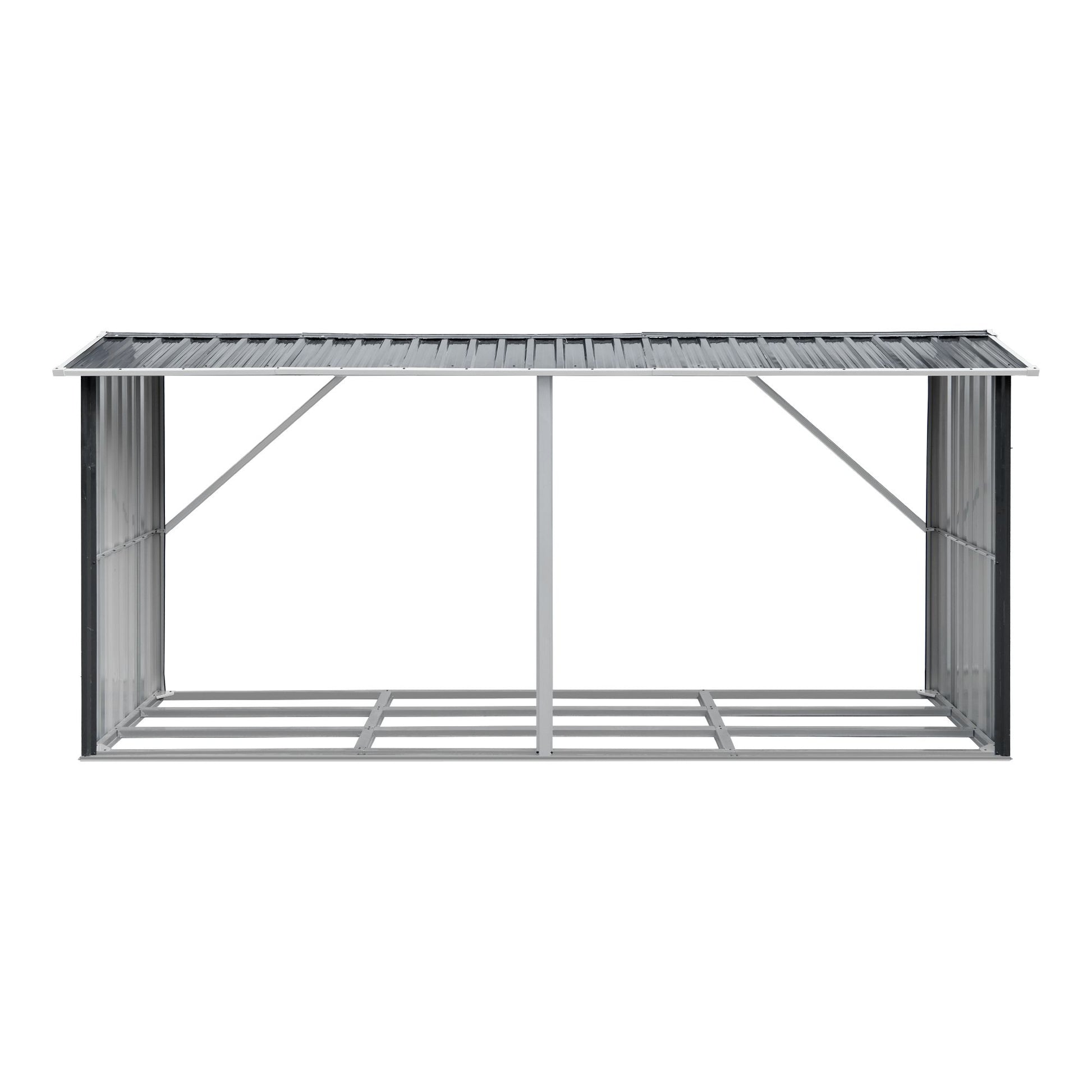 Giantz Firewood Storage Shed 334.5CM x 92CM Outdoor Log Rack Galvanised Steel Wood Holder SHED-LOG-330X92-BK