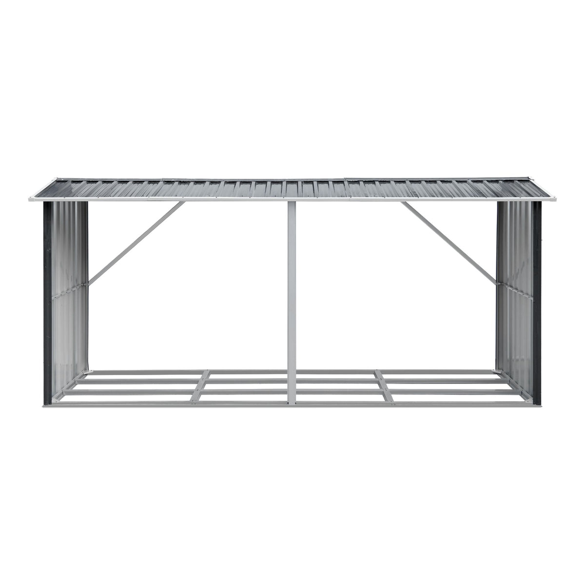 Giantz Firewood Storage Shed 334.5CM x 92CM Outdoor Log Rack Galvanised Steel Wood Holder SHED-LOG-330X92-BK