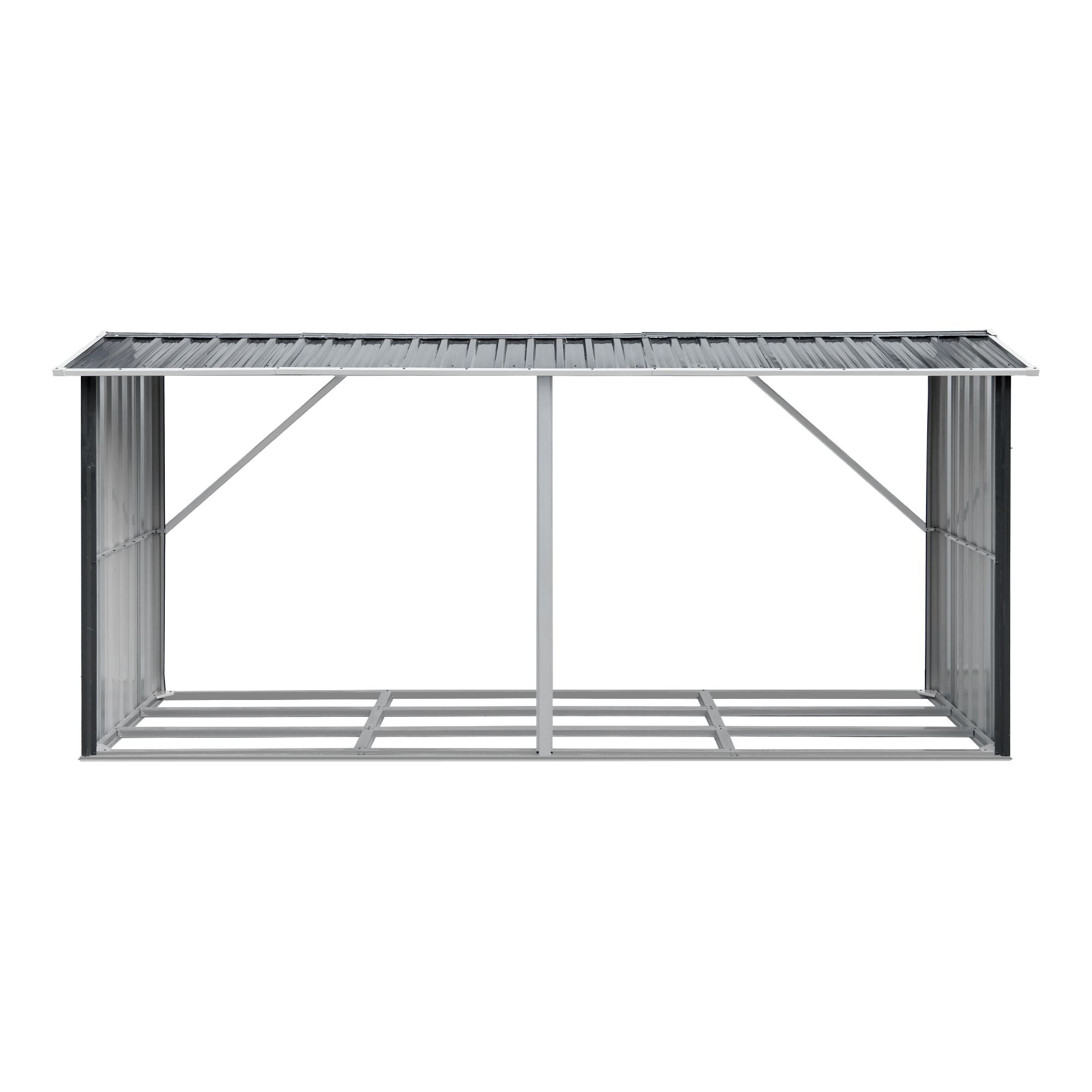 Giantz Firewood Storage Shed 334.5CM x 92CM Outdoor Log Rack Galvanised Steel Wood Holder SHED-LOG-330X92-BK
