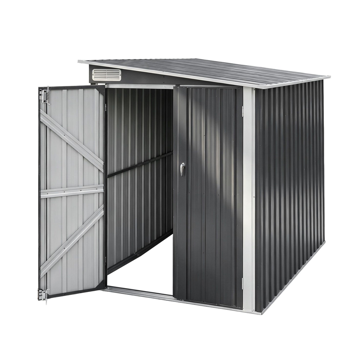 Giantz Garden Shed 118x238cm Lean To Bike Shelter Backyard Outdoor Storage SHED-WALL-4X8-BK-AB