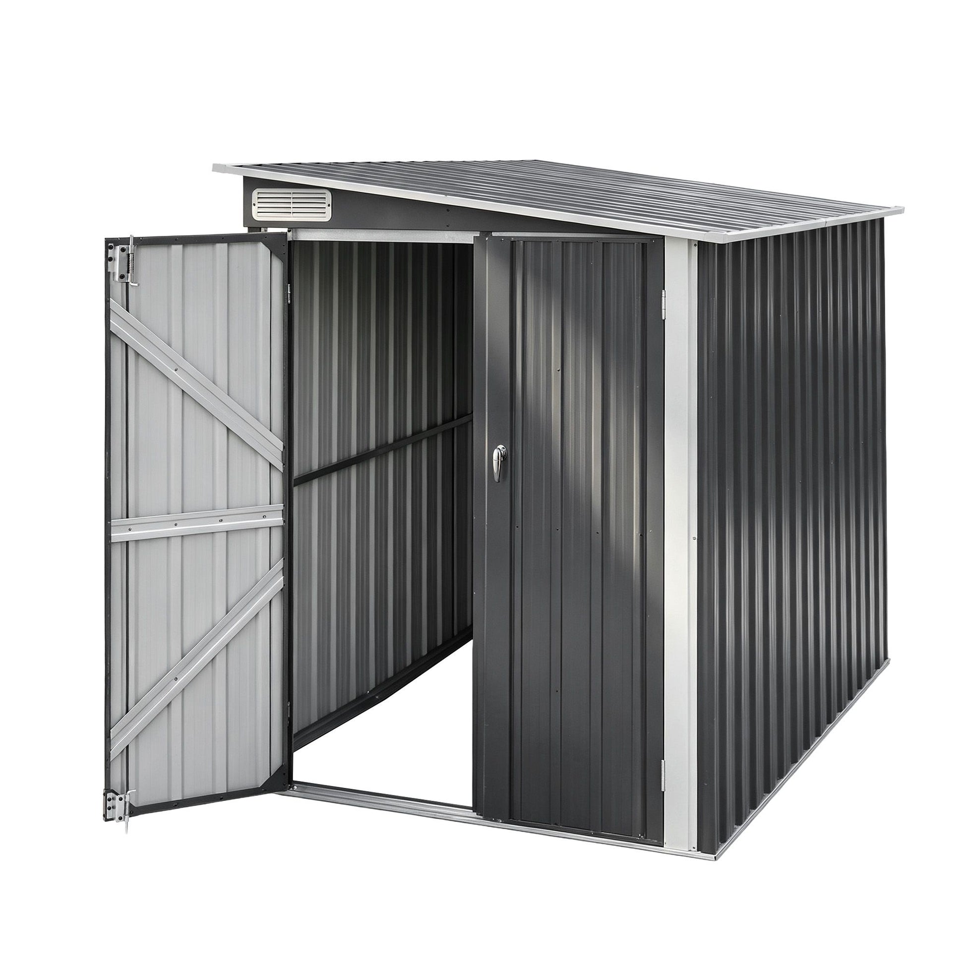 Giantz Garden Shed 118x238cm Lean To Bike Shelter Backyard Outdoor Storage SHED-WALL-4X8-BK-AB