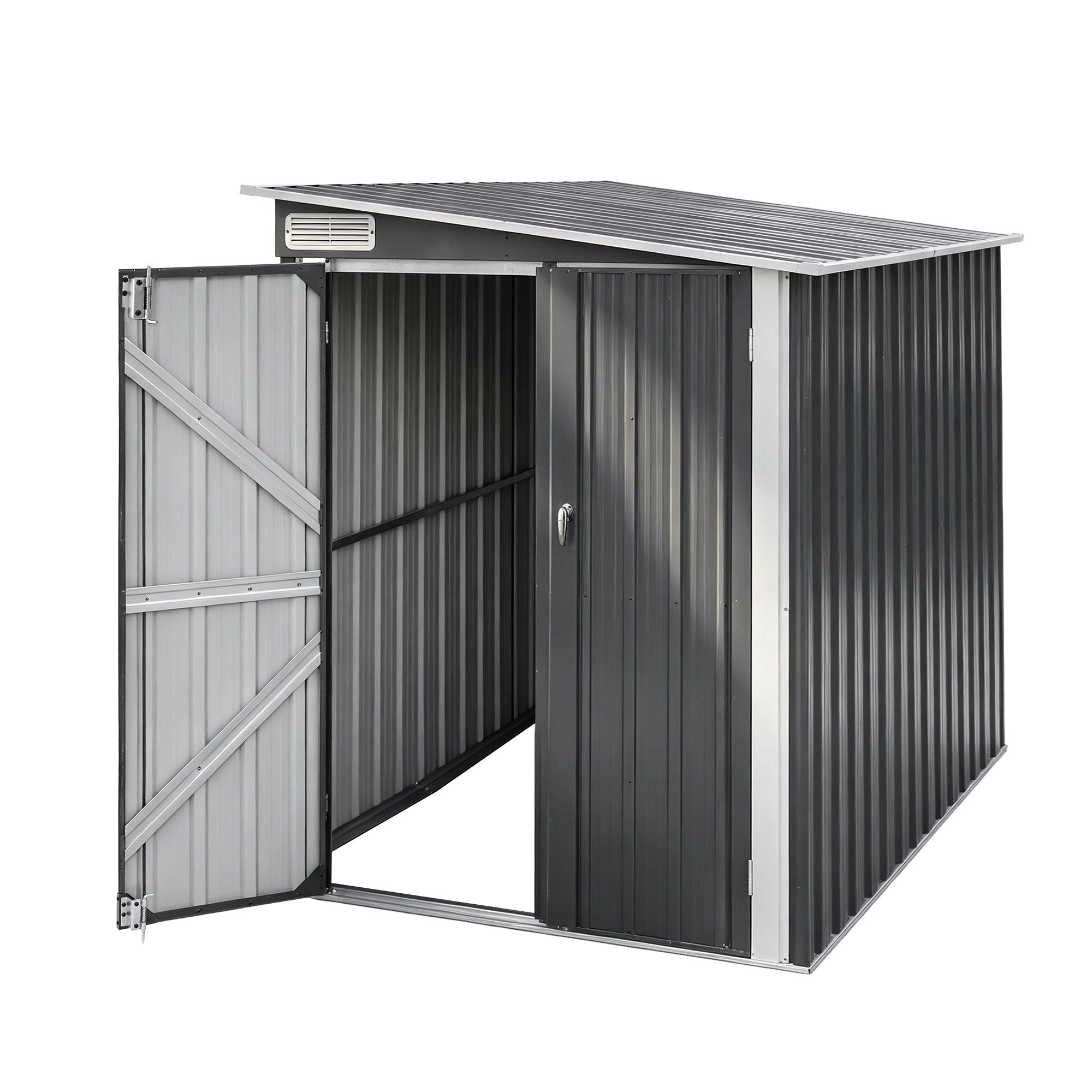 Giantz Garden Shed 118x238cm Lean To Bike Shelter Backyard Outdoor Storage SHED-WALL-4X8-BK-AB