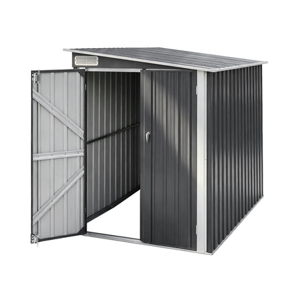 Giantz Garden Shed 118x238cm Lean To Bike Shelter Backyard Outdoor Storage SHED-WALL-4X8-BK-AB