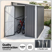 Giantz Garden Shed 118x238cm Lean To Bike Shelter Backyard Outdoor Storage SHED-WALL-4X8-BK-AB