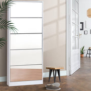Artiss Shoe Rack Cabinet Mirror 25 Pairs White SHOE-C-34-MIRROR-AB
