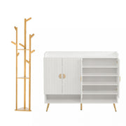 Artiss Shoe Rack Cabinet & Clothes Rack Set Storage Shelf White Pine SHOE-HANGER-01-WHWD