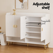 Artiss Shoe Rack Cabinet & Clothes Rack Set Storage Shelf White Pine SHOE-HANGER-01-WHWD
