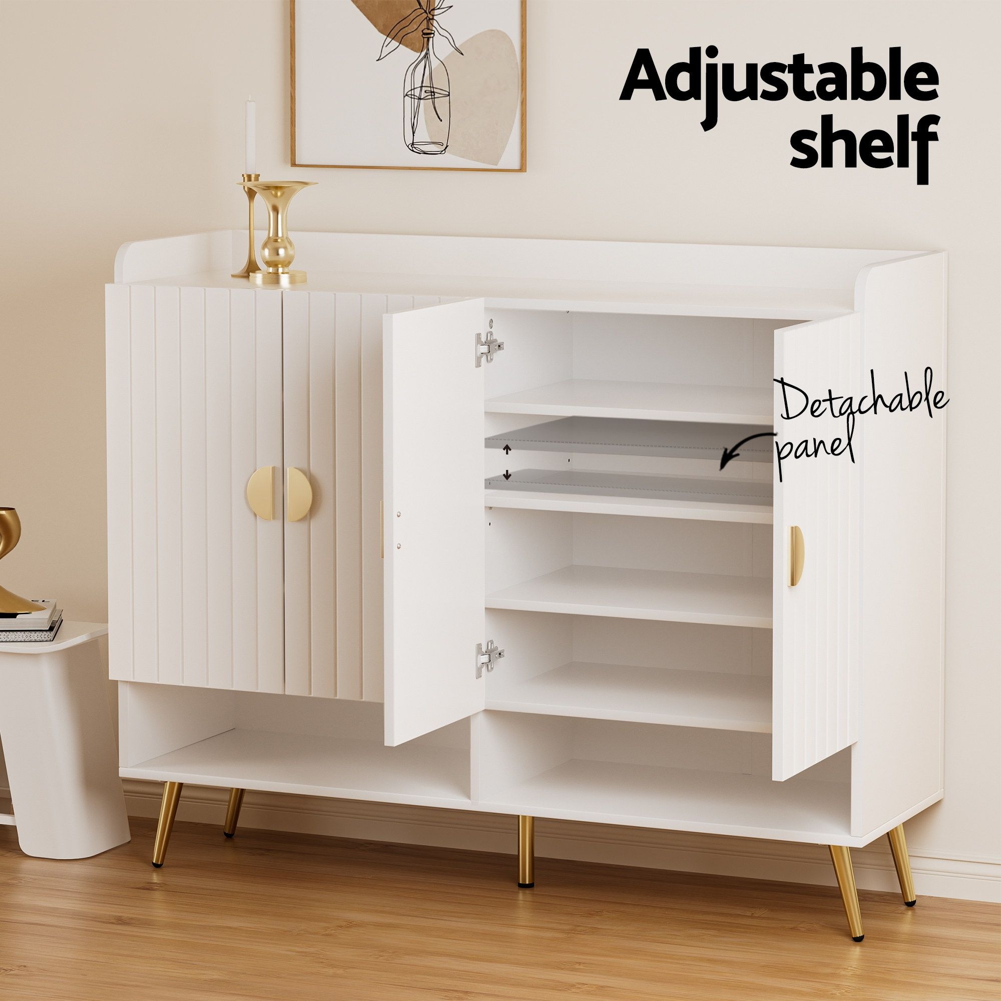 Artiss Shoe Rack Cabinet & Clothes Rack Set Storage Shelf White Pine SHOE-HANGER-01-WHWD