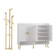 Artiss Shoe Rack Cabinet & Clothes Rack Set Storage Shelf White Pine SHOE-HANGER-01-WHWD