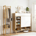 Artiss Shoe Rack Cabinet Wooden & Bamboo Clothes Rack Set Storage Shelf White Pine SHOE-HANGER-02-WHWD
