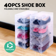 Artiss 40X Shoe Box Storage Clear Case Foldable Stackable SHOEBOX-PP-20X2