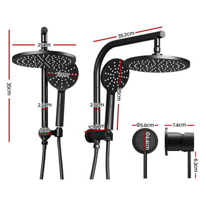 Cefito 9'' Rain Shower Head Set Handheld Round High Pressure Mixer Tap Chrome SHOWER-A1-RO-9-BK-MIXER-RO