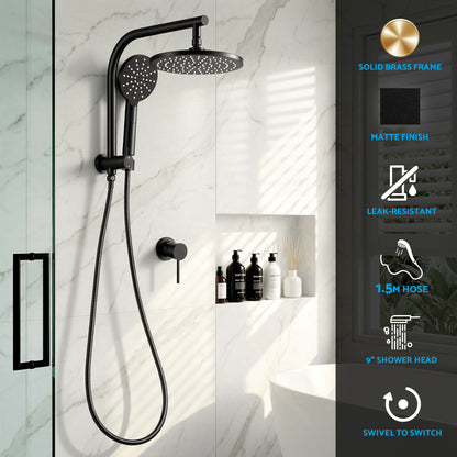 Cefito 9'' Rain Shower Head Set Handheld Round High Pressure Mixer Tap Chrome SHOWER-A1-RO-9-BK-MIXER-RO