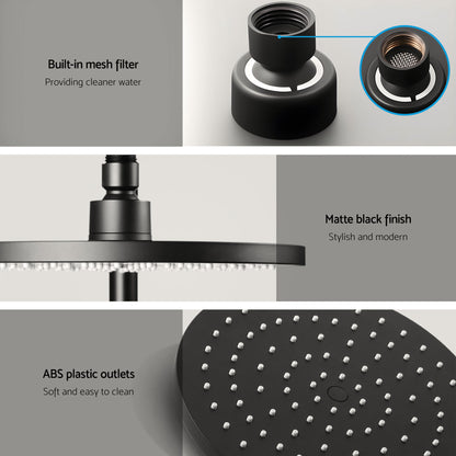 Cefito 9'' Rain Shower Head Set Handheld Round High Pressure Mixer Tap Chrome SHOWER-A1-RO-9-BK-MIXER-RO