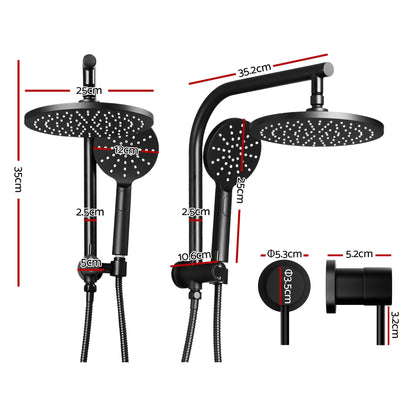 Cefito 9'' Rain Shower Head Set Handheld Round High Pressure Twins Tap Chrome SHOWER-A1-RO-9-BK-TAP-RO
