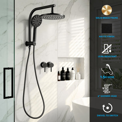 Cefito 9'' Rain Shower Head Set Handheld Round High Pressure Twins Tap Chrome SHOWER-A1-RO-9-BK-TAP-RO