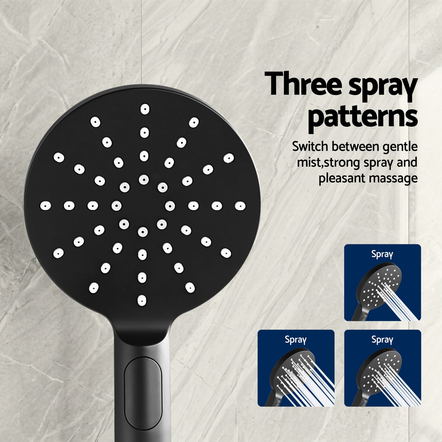 Cefito 9'' Rain Shower Head Set Handheld Round High Pressure Twins Tap Chrome SHOWER-A1-RO-9-BK-TAP-RO
