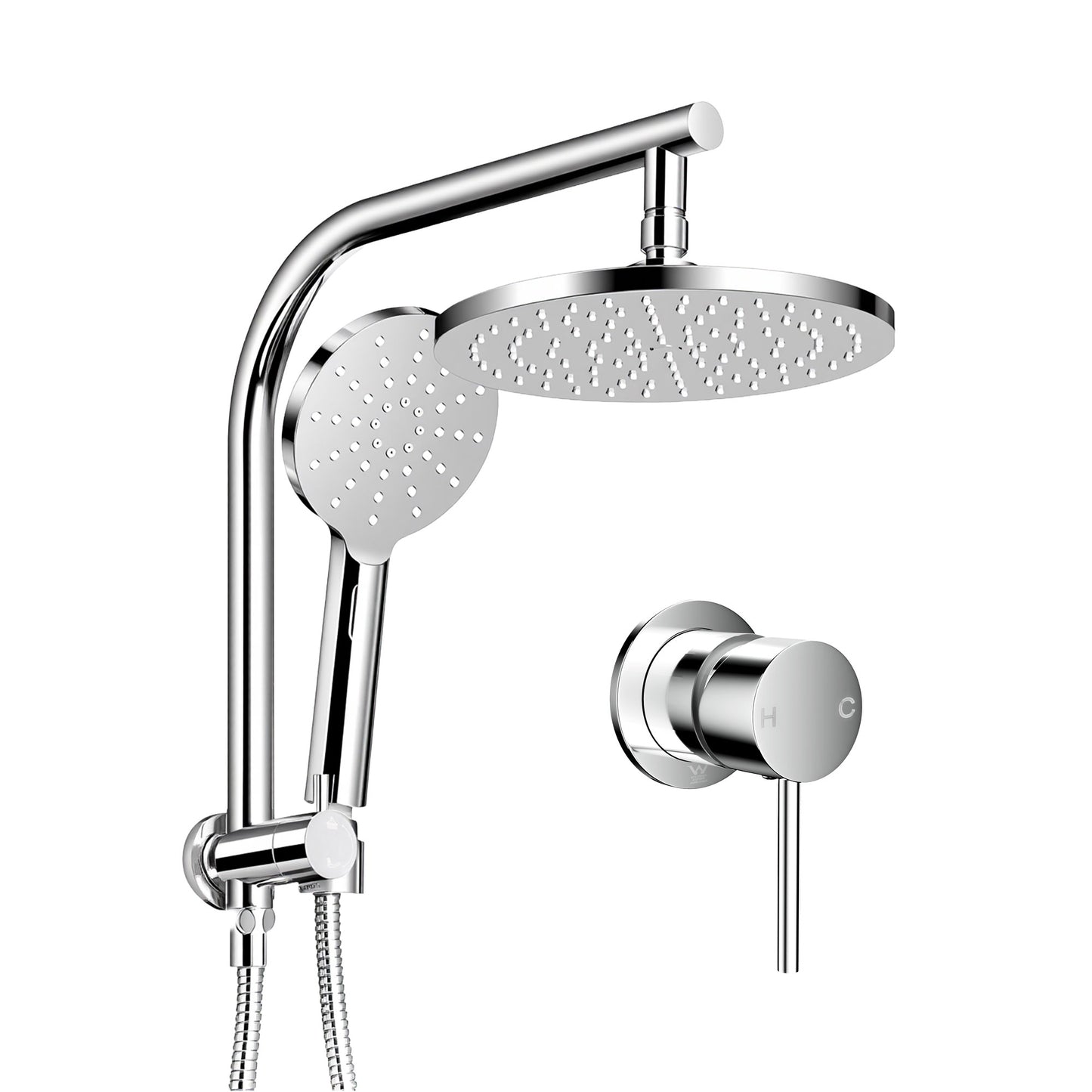 Cefito 9'' Rain Shower Head Set Handheld Round High Pressure Mixer Tap Chrome SHOWER-A1-RO-9-SI-MIXER-RO