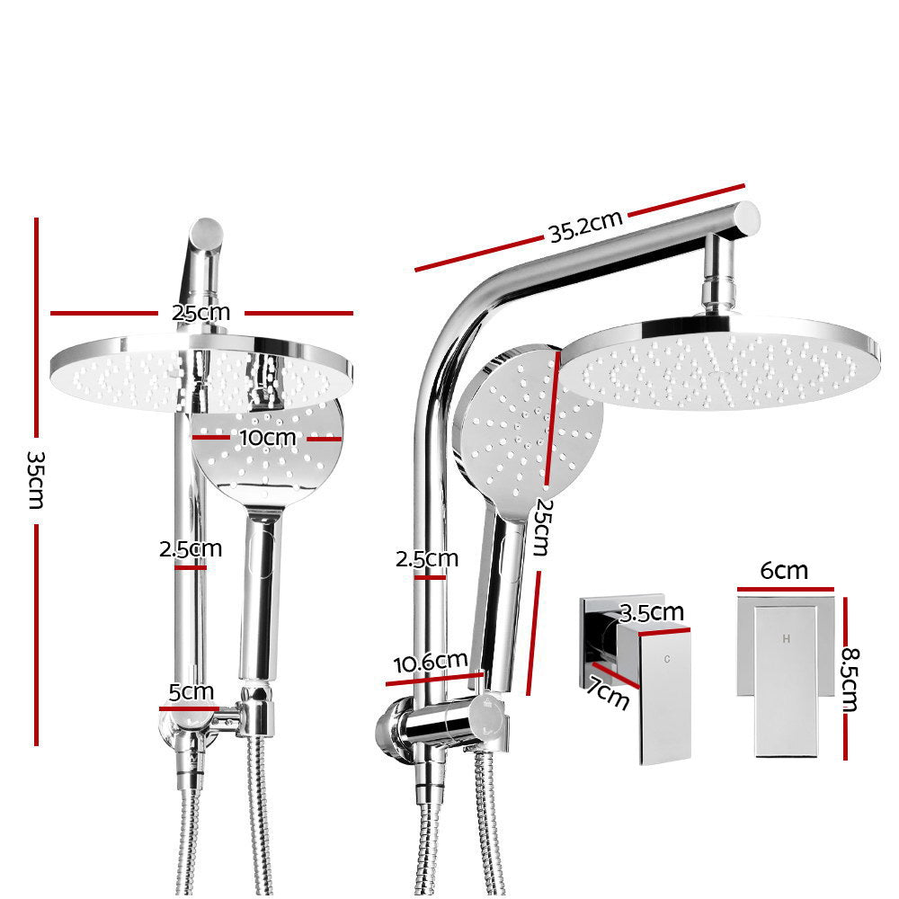Cefito 9'' Rain Shower Head Set Handheld Round High Pressure Twins Tap Chome SHOWER-A1-RO-9-SI-TAP