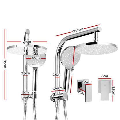 Cefito 9'' Rain Shower Head Set Handheld Round High Pressure Twins Tap Chome SHOWER-A1-RO-9-SI-TAP