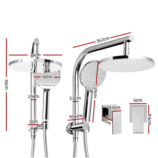 Cefito 9'' Rain Shower Head Set Handheld Round High Pressure Twins Tap Chome SHOWER-A1-RO-9-SI-TAP