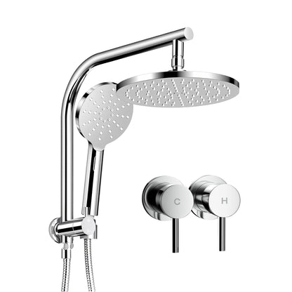 Cefito 9'' Rain Shower Head Set Handheld Round High Pressure Twins Tap Chrome SHOWER-A1-RO-9-SI-TAP-RO