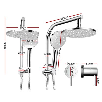 Cefito 9'' Rain Shower Head Set Handheld Round High Pressure Twins Tap Chrome SHOWER-A1-RO-9-SI-TAP-RO