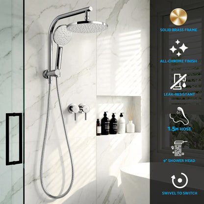 Cefito 9'' Rain Shower Head Set Handheld Round High Pressure Twins Tap Chrome SHOWER-A1-RO-9-SI-TAP-RO