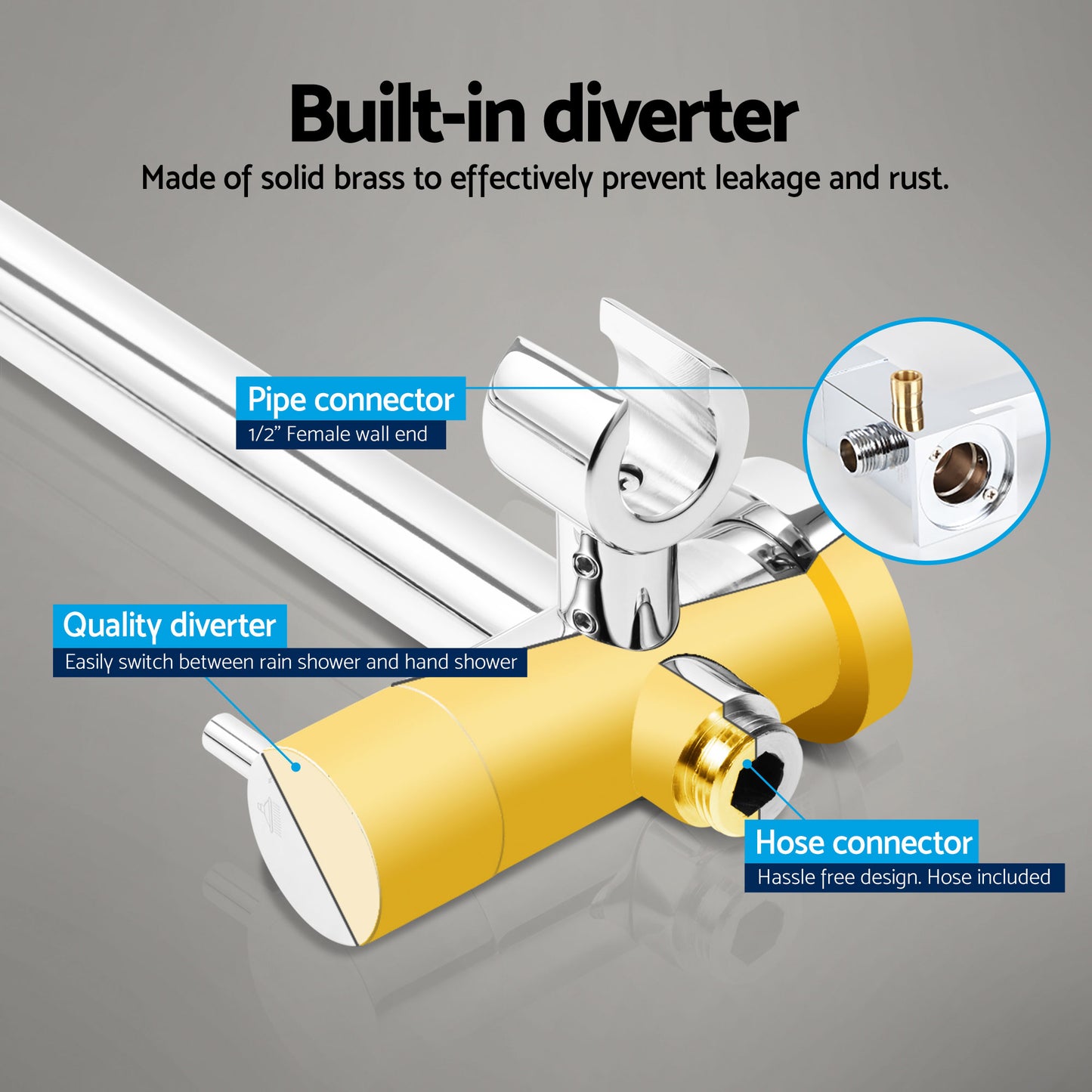 Cefito 9'' Rain Shower Head Set Handheld Round High Pressure Twins Tap Chrome SHOWER-A1-RO-9-SI-TAP-RO