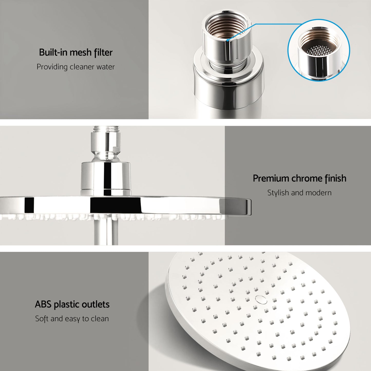 Cefito 9'' Rain Shower Head Set Handheld Round High Pressure Twins Tap Chrome SHOWER-A1-RO-9-SI-TAP-RO