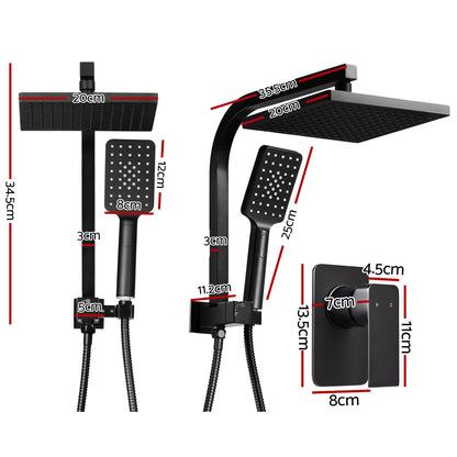 Cefito 8'' Rain Shower Head Set Handheld Square High Pressure Mixer Tap Black