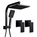Cefito 8'' Rain Shower Head Set Handheld Square High Pressure Twins Tap Black SHOWER-A2-SQ-8-BK-TAP