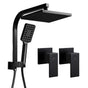 Cefito 8'' Rain Shower Head Set Handheld Square High Pressure Twins Tap Black SHOWER-A2-SQ-8-BK-TAP