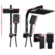 Cefito 8'' Rain Shower Head Set Handheld Square High Pressure Twins Tap Black SHOWER-A2-SQ-8-BK-TAP