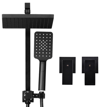 Cefito 8'' Rain Shower Head Set Handheld Square High Pressure Twins Tap Black SHOWER-A2-SQ-8-BK-TAP