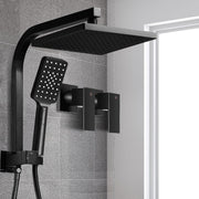 Cefito 8'' Rain Shower Head Set Handheld Square High Pressure Twins Tap Black SHOWER-A2-SQ-8-BK-TAP