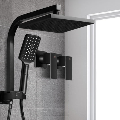 Cefito 8'' Rain Shower Head Set Handheld Square High Pressure Twins Tap Black SHOWER-A2-SQ-8-BK-TAP