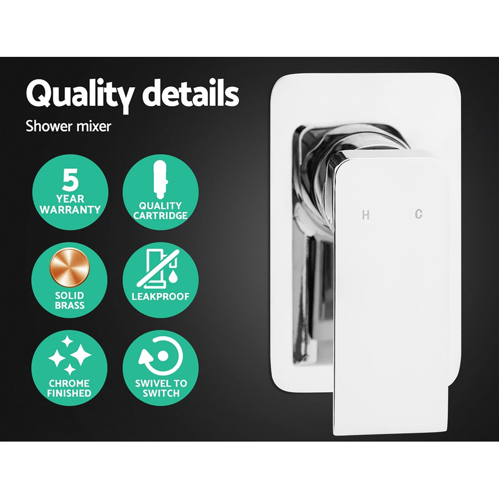 Cefito 8'' Rain Shower Head Set Handheld Square High Pressure Mixer Tap Chrome SHOWER-A2-SQ-8-SI-MIXER