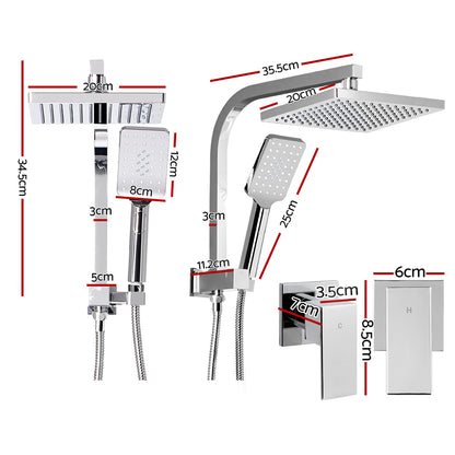 Cefito 8'' Rain Shower Head Set Handheld Square High Pressure wins TapChrome SHOWER-A2-SQ-8-SI-TAP
