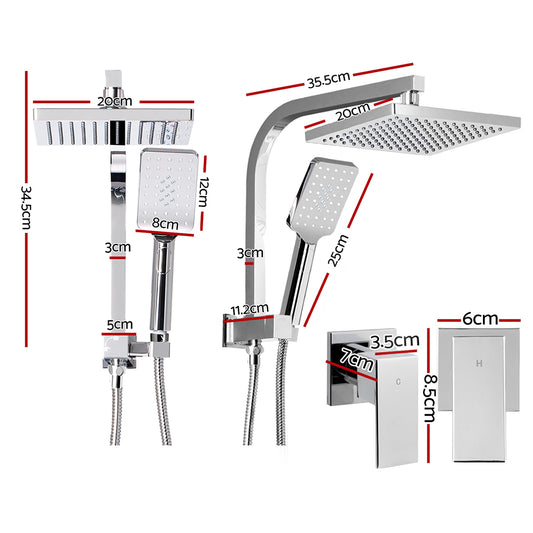 Cefito 8'' Rain Shower Head Set Handheld Square High Pressure wins TapChrome SHOWER-A2-SQ-8-SI-TAP