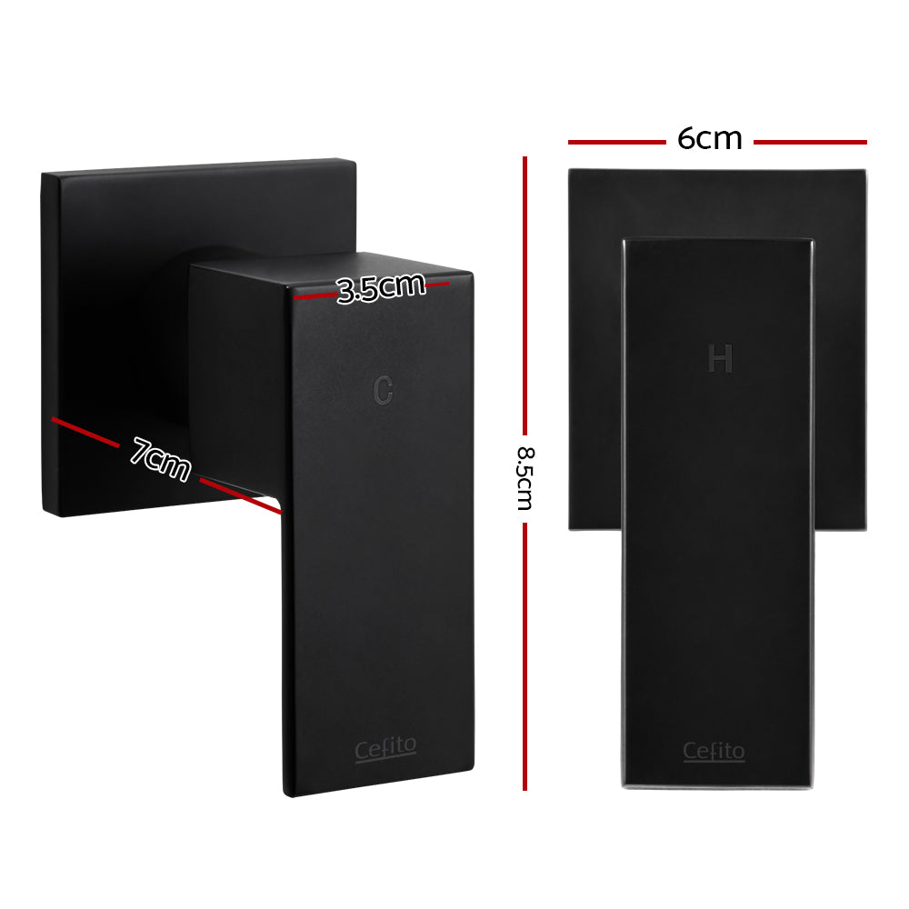 Cefito Shower Twins Tap Wall Bath Taps Brass Hot Cold Basin Bathroom Black SHOWER-A2-TAP-BK