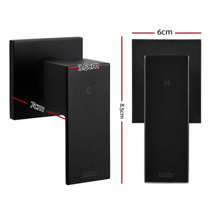 Cefito Shower Twins Tap Wall Bath Taps Brass Hot Cold Basin Bathroom Black SHOWER-A2-TAP-BK
